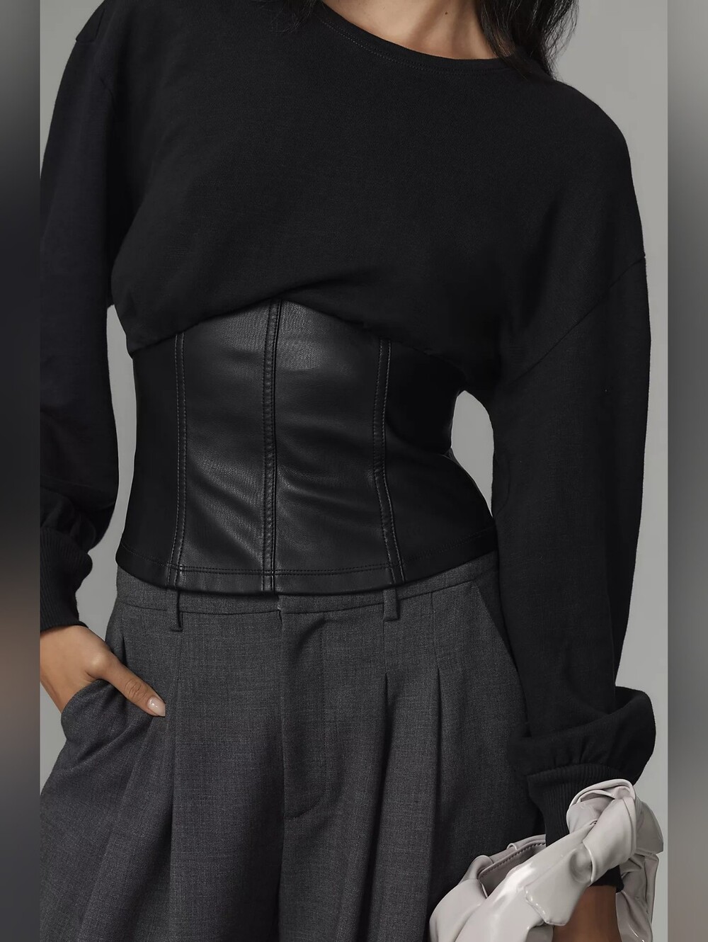 NWT Pilcro Plus Faux Leather Corset Sweater